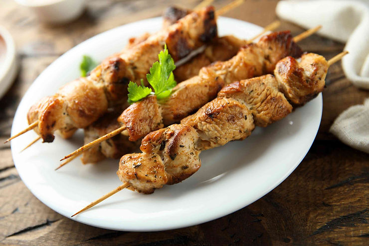 Souvlaki de poulet au thym citron