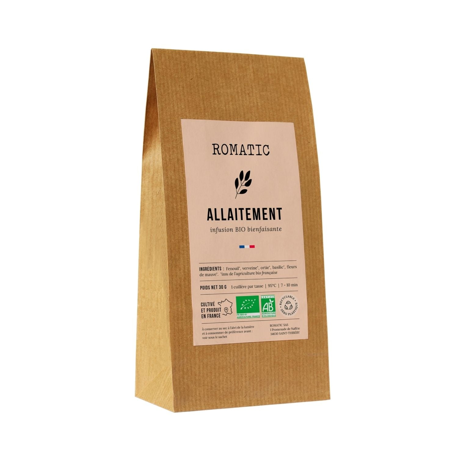 Éco-recharge kraft d’infusion Allaitement bio ROMATIC 30 g